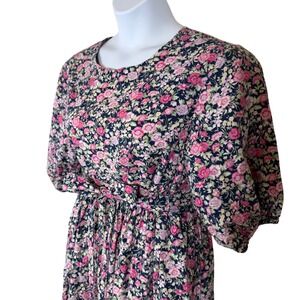 Homemade Floral Dress Women LG Midi Cottagecore Prairie Homestead Country Spring